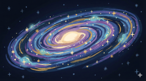 Simple illustration-style view of the Milky Way as a spiral galaxy